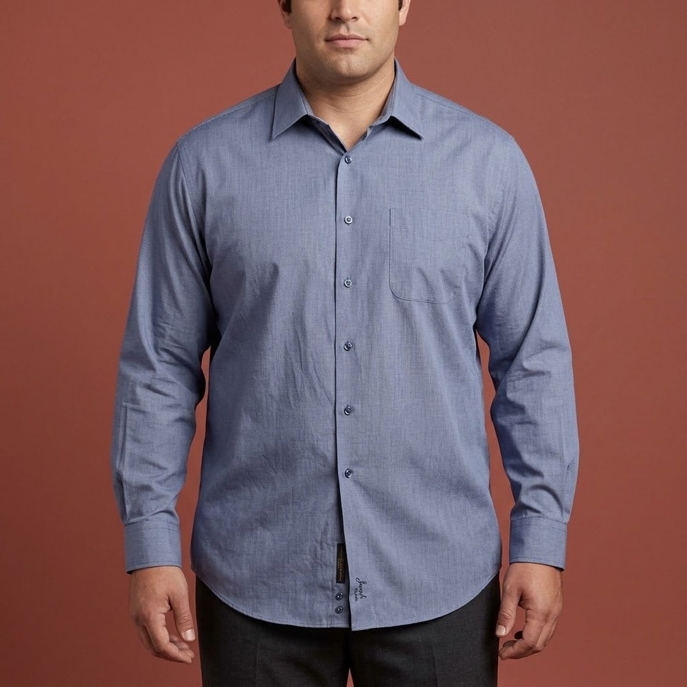 Jos. A. Bank Joseph Dress Shirt‎ Mens 17-36 Blue Cotton Fil-a-Fil L/S EUC